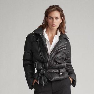 Polo Ralph Lauren Moto Down Jacket
Women's Black Puffer Jacket size Medium.